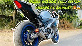 akrapovic full system exhaust install in yamaha r15m😱  under rs 3000 full system exhaust install [upl. by Soiritos894]