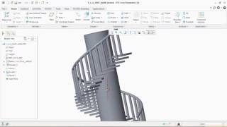 How to create spiral Staircase using axis pattern in creo parametric 3 0 or proENGINEER [upl. by Aidni]