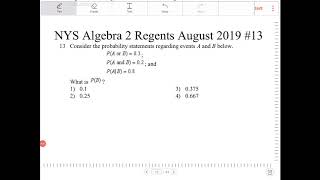 NYS Algebra 2 Regents August 2019 question 13 [upl. by Vardon340]