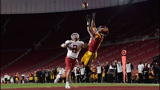 AmonRa St Brown snags four touchdowns as No 20 USC blows out WSU 3813 to remain undefeated [upl. by Reifel375]