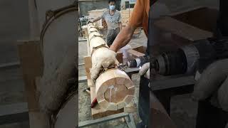 The process of strengthening the outer layer of wood load bearing columns [upl. by Jelks]