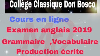 examen Anglais 9e AF 2019 Grammaire vocabulaire et production écrite examen ExamEnglishud3om [upl. by Nylidam]