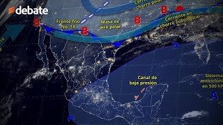 Clima en México Frente frío desata aguaceros mientras que el anticiclón trae calor de hasta 40 °C [upl. by Chyou274]