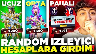 UCUZ ORTA PAHALI RANDOM İZLEYİCİ HESAPLARINA GİRDİM  SÜRÜM ATILAN HESAP ÇIKTI 😲   PUBG Mobile [upl. by Aurita321]