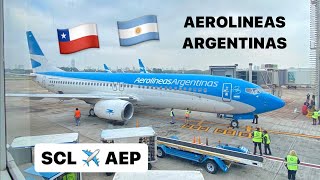 Aerolíneas Argentinas AR1281  🇨🇱 Santiago SCL  Buenos Aires AEP 🇦🇷  Boeing 737  Economy [upl. by Ahsiekam541]