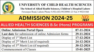 University of Child Health Sciences UCHS Lahore Admissions 202425 DPT amp Allied Health Sciences [upl. by Ahsaetan]