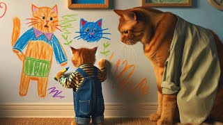 Cats Draws Graffiti On The Wall 🐈 🖍️ cat cute ai catlover catvideos cutecat kitten [upl. by Suriaj]