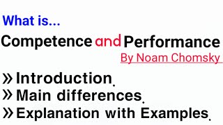 Competence and Performance Linguisticcompetencevsperformance competence performance [upl. by Alyosha]