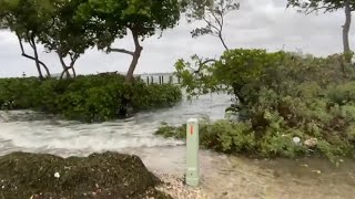 Tracking Helene  Street flooding waves on Bradenton Beach in Florida ahead of hurricane [upl. by Harlamert]