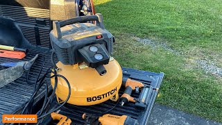 BOSTITCH 6 gallon 150 psi Pancake Air Compressor review [upl. by Htebasyle]