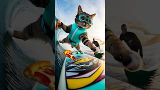 This cat rides the waves like a pro MeowTimestoryshorts viralvideo cats catlover catvideo [upl. by Nuarb486]