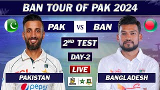 PAKISTAN vs BANGLADESH 2nd TEST MATCH DAY 2 LIVE COMMENTARY PAK vs BAN TEST MATCH LIVE  LAST OVERS [upl. by Ainattirb]