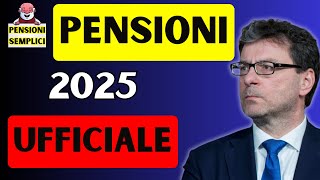 🟨 PENSIONI 2025 UFFICIALE❗️ LE NOVITA NELLA LEGGE DI BILANCIO COSA CAMBIA❓ [upl. by Salokkin]