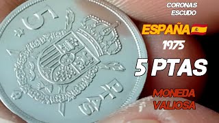 5 PESETAS 1975 de España de REY JUAN CARLOS Carlos I ¡Valorada hasta 2000€ [upl. by Nawad226]