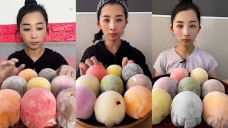 ASMR Dessert Mukbang 🍡  Soft Sticky Colored Mochis 디저트 먹방  Chewy Sounds [upl. by Anauqed]