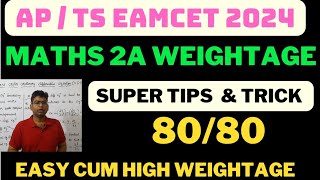 EAMCET 2024 weightage  EAMCET 2024 2 A weightage [upl. by Nnyllatsyrc401]