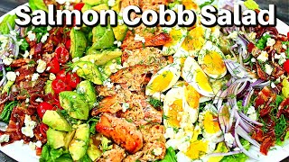 Healthy Salmon Cobb Salad Recipe With Easy Salad Dressing [upl. by Remled]