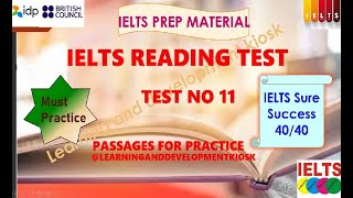 IELTS Reading Practice Test no 11  2024 with Answers  Test No  11  Practice Passage [upl. by Ronn]