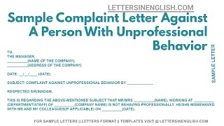 Sample Complaint Letter Against A Person With Unprofessional Behavior [upl. by Jeniffer]