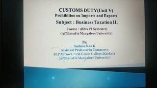 Customs Duty Prohibition on importation and exportation of goods [upl. by Joanne]