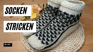 Warm und Stilvoll Einzigartige Socken mit ZweiNadelMethode stricken knitting [upl. by Hauhsoj]