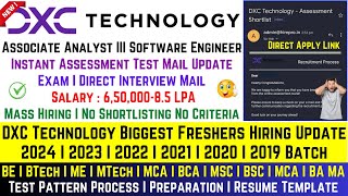 DXC Technology Biggest Hiring Update  DXC OFF Campus Direct Mass Hiring 2024 2023 20222019 Batch [upl. by Htezzil]