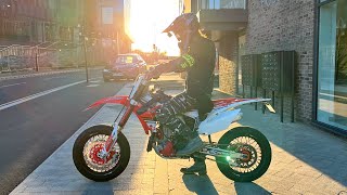 FIRST RIDE ON MY STREET LEGAL HONDA CRF450R SUPERMOTO [upl. by Enoid]