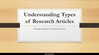 Understanding Types of Research Articles [upl. by Annhoj292]