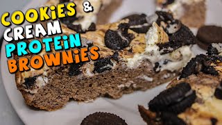 Healthy Cookies amp Cream Protein Brownies [upl. by Narra]