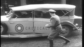 Mussolini arrives in Germany after being liberated and being greeted by Hitler anHD Stock Footage [upl. by Brooking478]