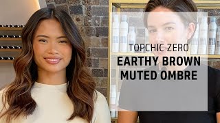 Earthy Brown Muted Ombre Hair Color Tutorial  Topchic Zero  Goldwell Education Plus [upl. by Amadeus635]