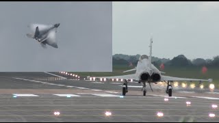 Hold your breath guys F22 Raptor vs Typhoon Eurofighter takeoff and some flying display highlights [upl. by Kora885]