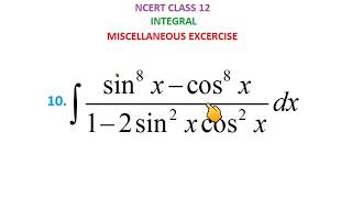 Integral sin8x – cos8x 1 – 2 sin2xcos2x solution NCERT class 12 Miscellaneous Question 10 [upl. by Leryt]