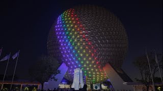 Rainbow Connection Spaceship Earth Light Show Epcot Festival of the Arts 2023 Walt Disney World [upl. by Lewin]