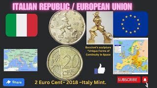 Republic of Italy Italian Republic 20 Euro Cents Nordic Gold Coin Year 2018 mint in Italy [upl. by Aniahs]