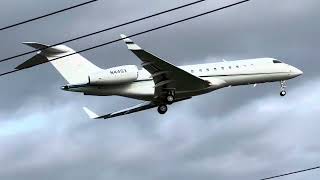 Bombardier Global Express N44GX making a heavy approach to Teterboro [upl. by Notsnhoj113]