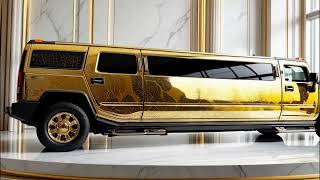 🚙✨ The Gold Flecked Hummer H2 Stretch Limo A Luxury Masterpiece [upl. by Anrym]