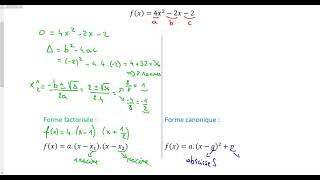 Passage de la forme générale développée à la forme factorisée et à la forme canonique  MATH 4TQ [upl. by Litton]