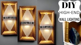 DIY Glam Wall Sconce  High End Wall Lighting Idea Using Dollar Tree Charger Plates [upl. by Eidnyl699]