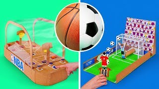 2 DIY Cardboard Football And Basketball Games [upl. by Aneetak]