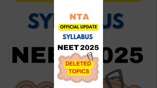 neet2025 NTA NEET 2025 SyllabusNEET 2025 Deleted Topics biology neet neet2025 cbse shortsfyp [upl. by Lraep]