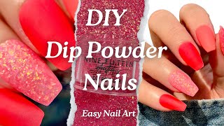 Simple Dip Powder Nails  Easy Nail Art  DIY Nails At Home  First Impression  Nail Tutorial [upl. by Tasiana]