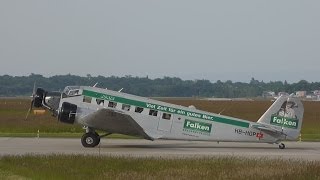 FullHD RARE Junkers Ju52 landing amp takeoff at GenevaGVALSGG [upl. by Nelubez]