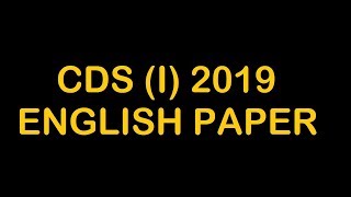 CDS 1 2019 English paper with solutions II CDS 2019 Exam Review [upl. by Neehs]