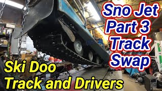 Sno Jet One Lung Race Snowmobile Part 3 Ski Doo Track and Driver Swap Vintage Snowmobile [upl. by Cila]