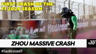 Zhou Guanyu MASSIVE High Speed Crash  FP3 2024 Saudi Arabian Grand Prix [upl. by Maroney]