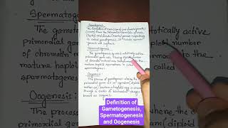 Definition of Gametogenesis Spermatogenesis and Oogenesis viralshorts shortstrendingshorts [upl. by Halihs]