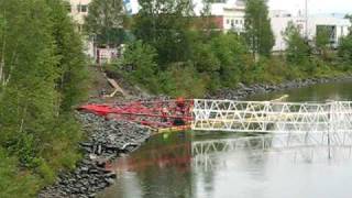 Pan of Chena River Crane accident  Fairbanks Alaska [upl. by Ybab]