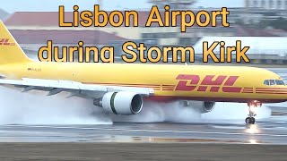 Insane Footage Compilation Of Lisbon Airport During Storm Kirk [upl. by Wesa]