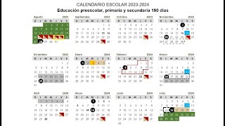 Calendario ciclo escolar 20232024 SEP  Anteproyecto [upl. by Ahsiekram]